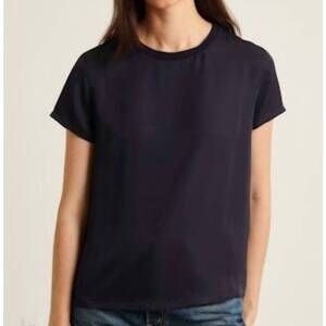 NEW PATRICK ASSARAF silk short sleeve tee in navy